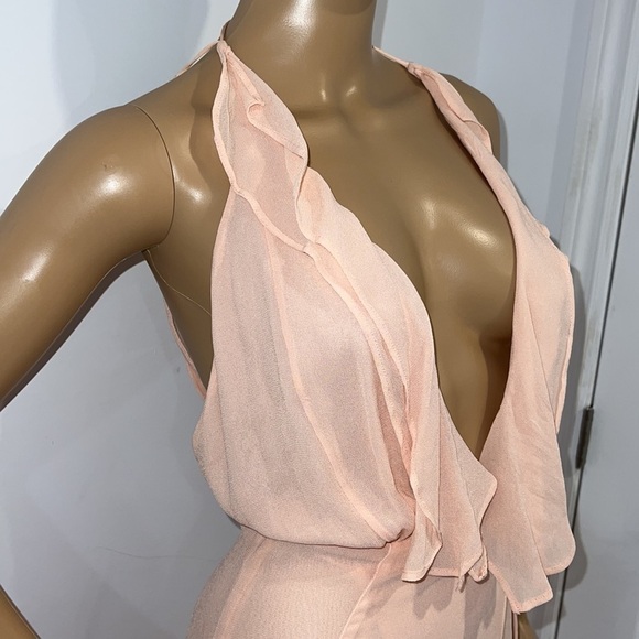 REFORMATION Blush Maxi Flowy Cocktail Special Event Wrap Dress size XS - Picture 6 of 15